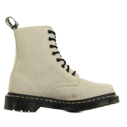 Dr. Martens Page Mix Bone Washed Canvas & Porcelain Hi Suede Wp