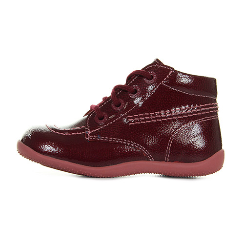 Kickers Billista Cuir Vernis Rose Fonce