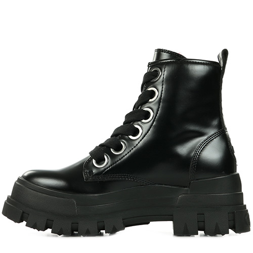 buffalo aspha vegan lace up chunky heeled boots in black