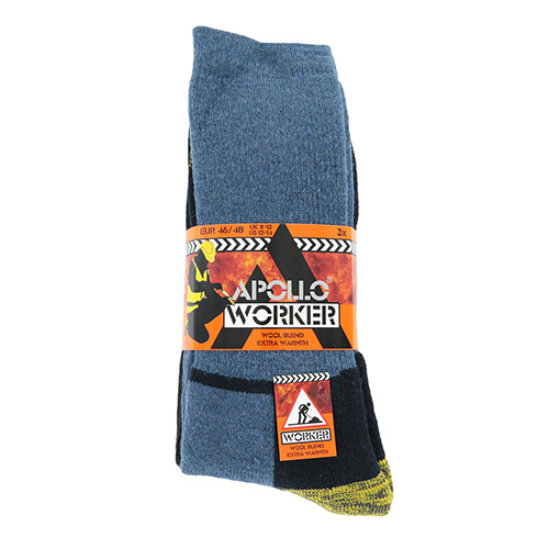 Apollo Pack x3 Socks Worker - Bleu