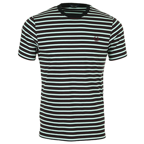 Fred Perry Fine Stripe T-Shirt - Turquoise