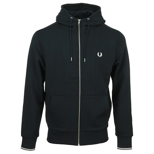 Fred Perry Hooded Zip through Sweatshirt - Bleu marine