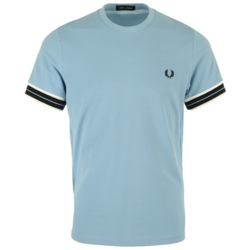 Fred Perry Tramline Tipped Pique T-Shirt - Bleu clair
