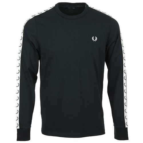 Fred Perry Taped Long Sleeve Tee Shirt - Bleu marine