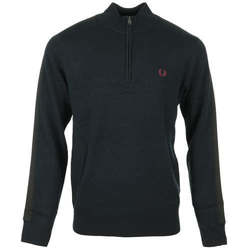 Striped Trim Half Zip Jumper