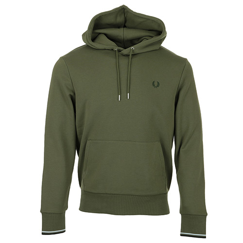 Fred Perry Tipped Hooded Sweatshirt - Vert olive