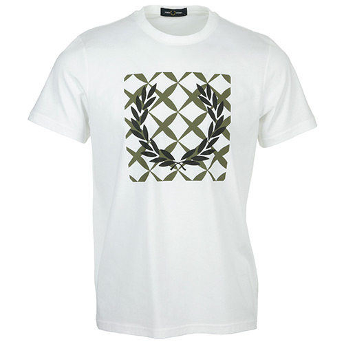 Fred Perry Cross Stitch Printed T-Shirt - Blanc