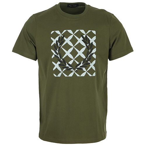 Fred Perry Cross Stitch Printed T-Shirt - Vert olive