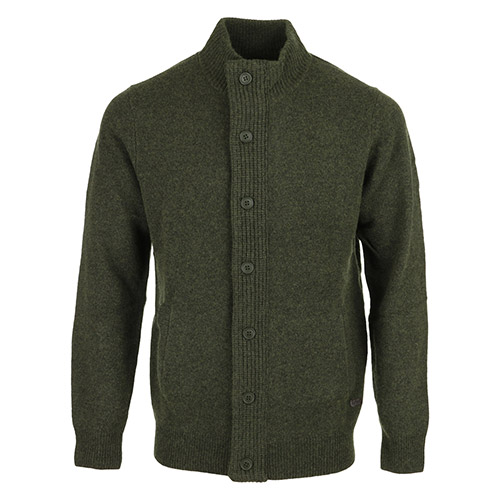 Barbour Patch Zip Through Knitted Jumper - Kaki