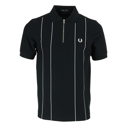 Pinstripe Zip Neck Polo Shirt