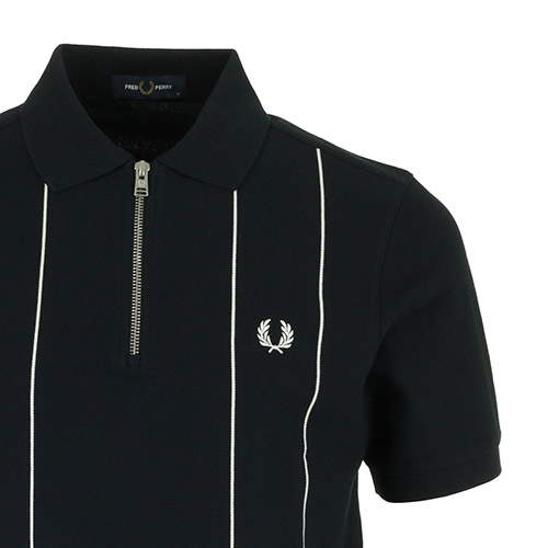 Fred Perry Pinstripe Zip Neck Polo Shirt