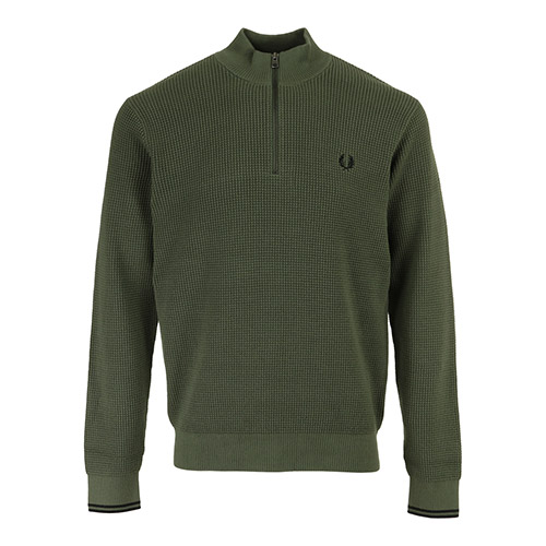 Fred Perry Waffle Stitch Half ZipJumper - Vert
