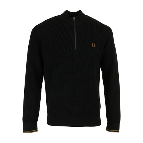 Fred Perry Waffle Stitch Half ZipJumper - Noir
