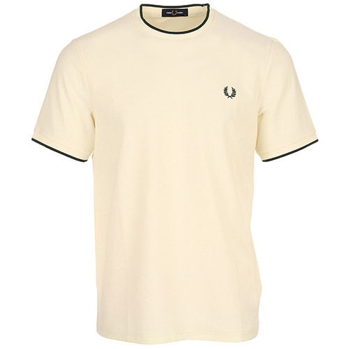 Fred Perry Trim Detail Crepe Pique Tshirt - Ecru