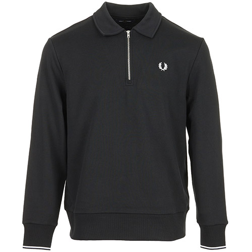 Fred Perry Half Zip Collared Sweatshirt - Noir
