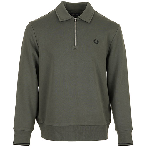 Fred Perry Half Zip Collared Sweatshirt - Vert
