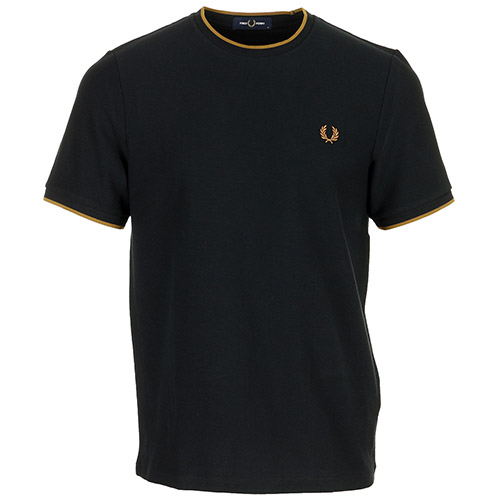 Fred Perry Trim Detail Crepe Pique T-Shirt - Noir