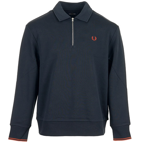 Fred Perry Half Zip Collared Sweatshirt - Bleu marine