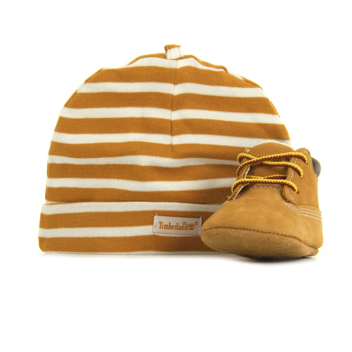 timberland crib booties and hat