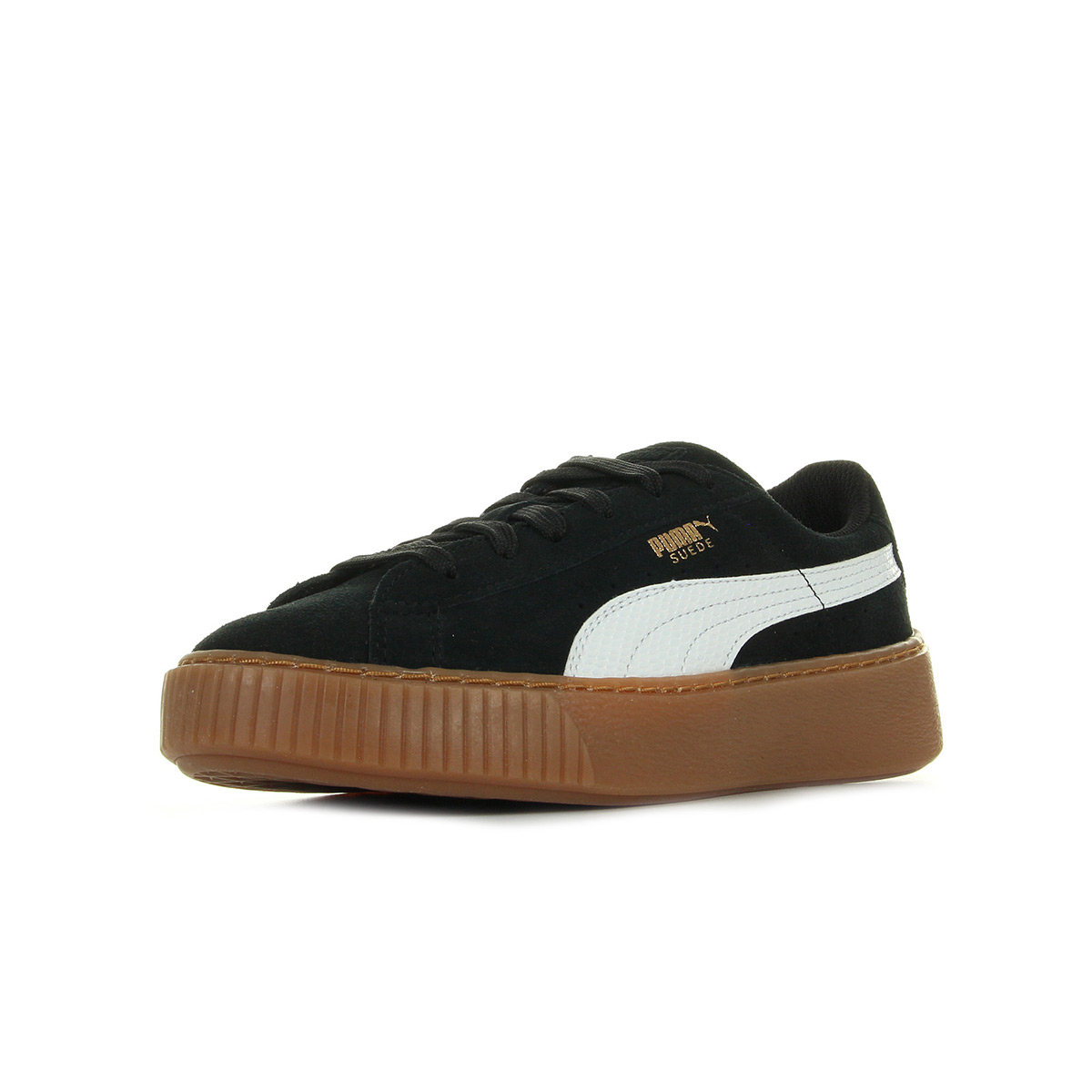 puma suede platform noir et marron