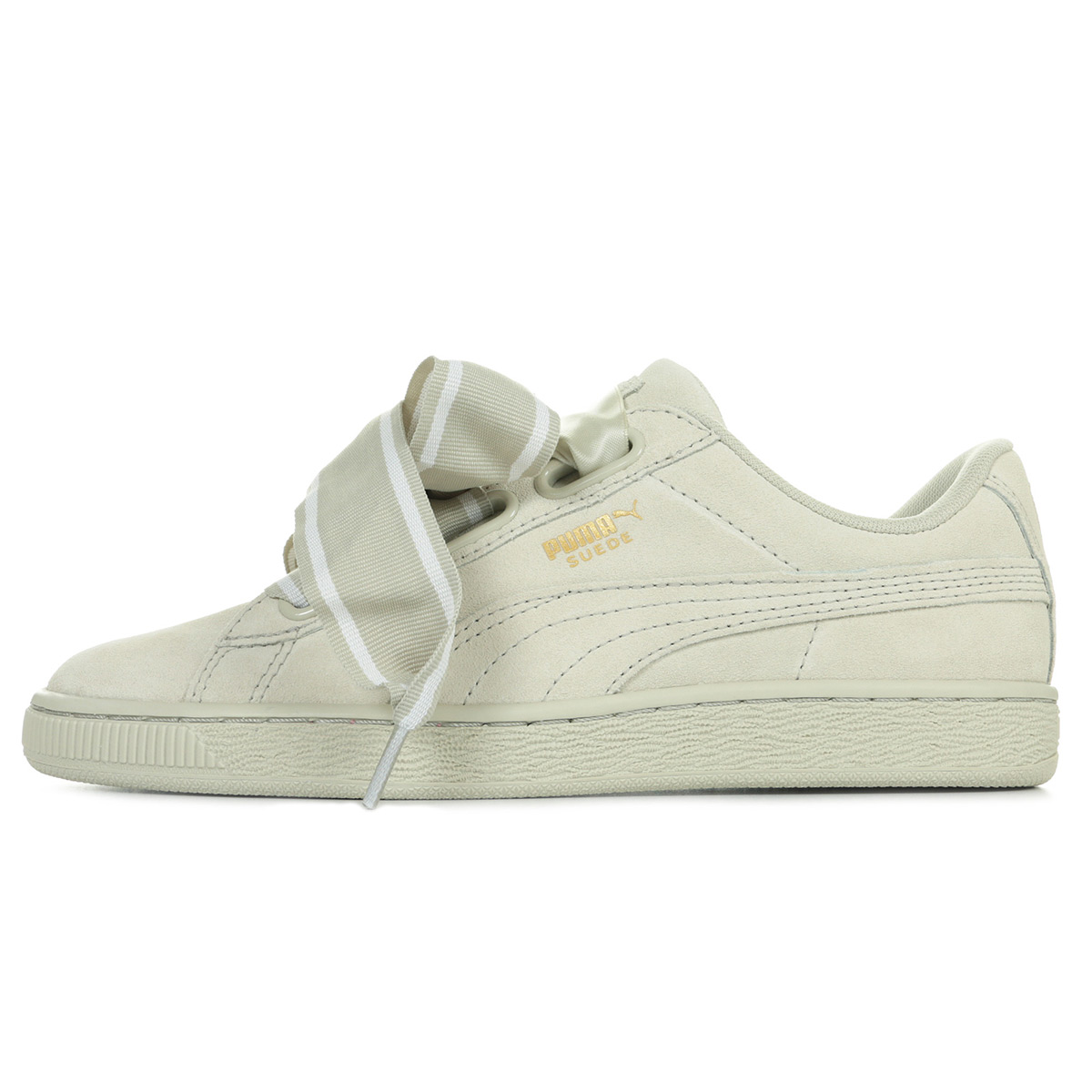 puma suede heart satin beige