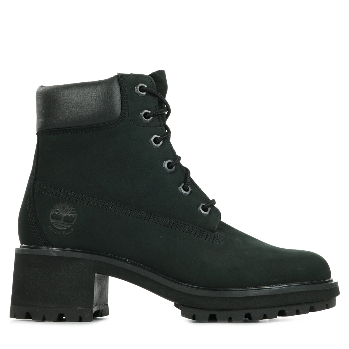 timberland kinsley lace up heeled ankle boots in black