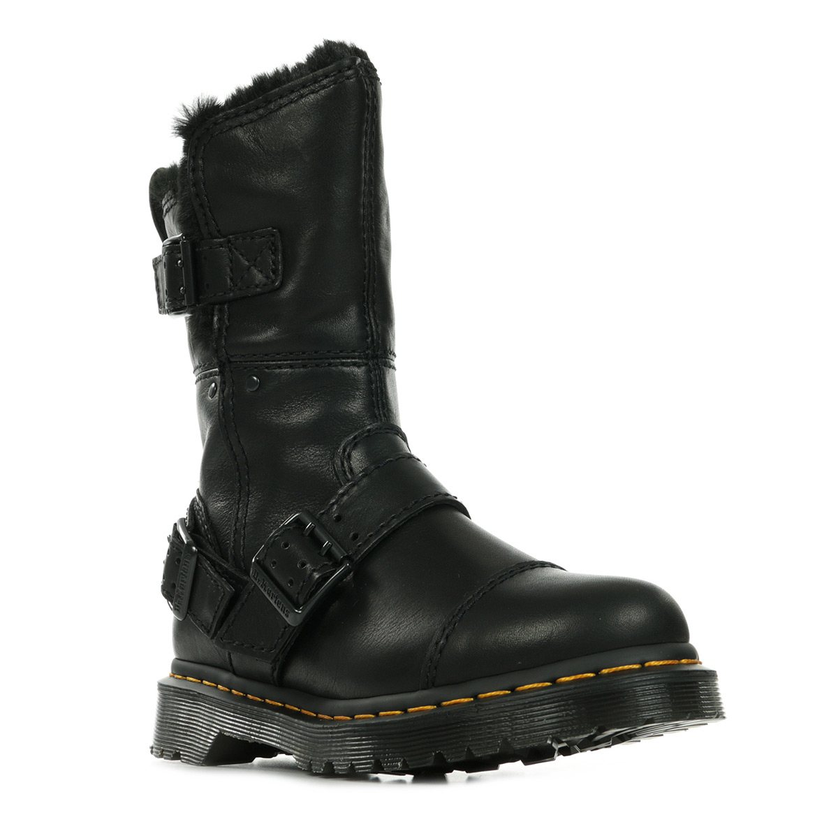 dr martens black kristy mid fur lined boots