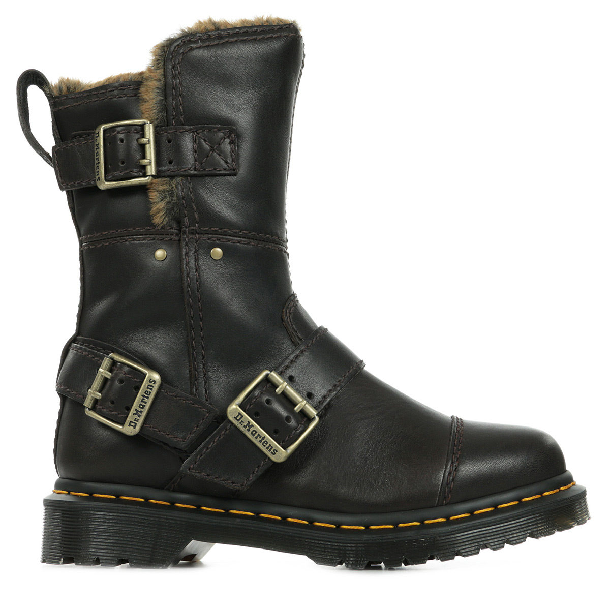 dr martens black kristy mid fur lined boots