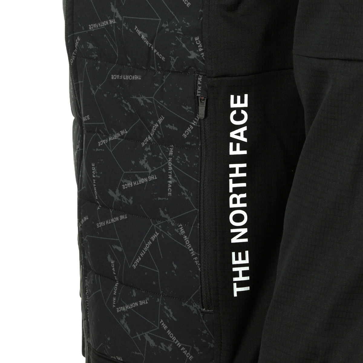 the north face train n logo hybrid hooded jacket