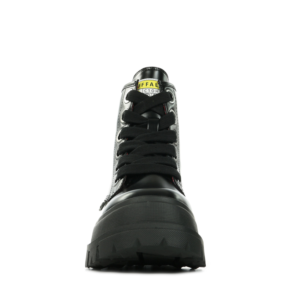buffalo aspha vegan lace up chunky heeled boots in black